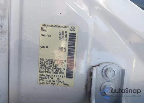 2014 Nissan Maxima 3.5 S/3.5 Sv from USA, damaged, VIN 1N4AA5AP6EC479787